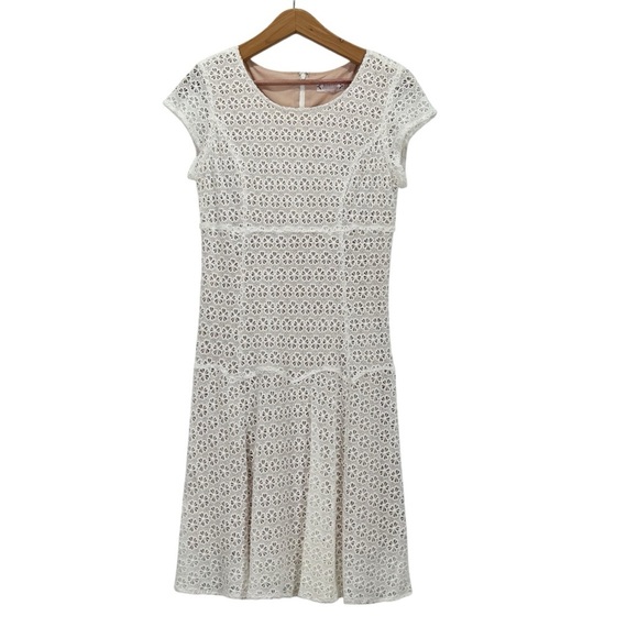 Nanette Lenore eyelet Crochet Short Sleeve White Lace Dress - Picture 11 of 11